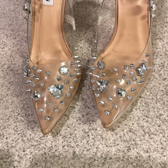 Steve Madden Clear Spiked Jewel Nomah Pumps - Picture 6 of 11